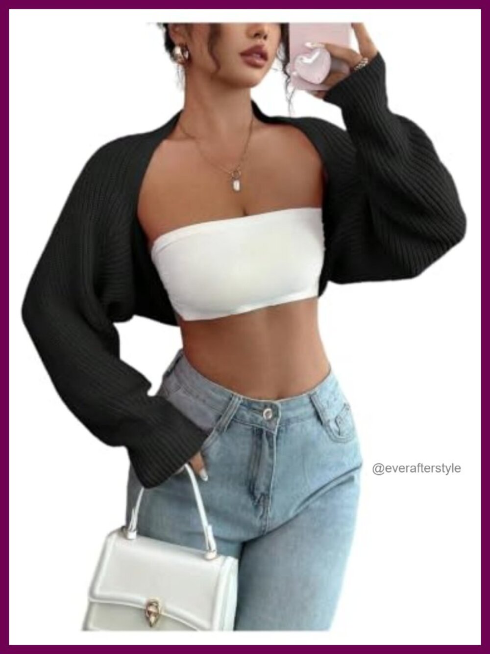 Cropped Cardigan Bolero Shrug for Women Long Sleeve